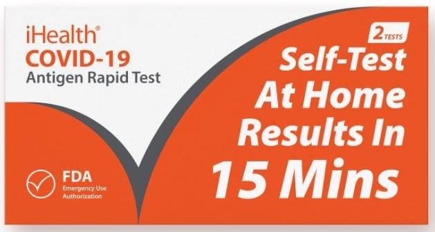 photo of a box of iHealth COVID-19 rapid tests